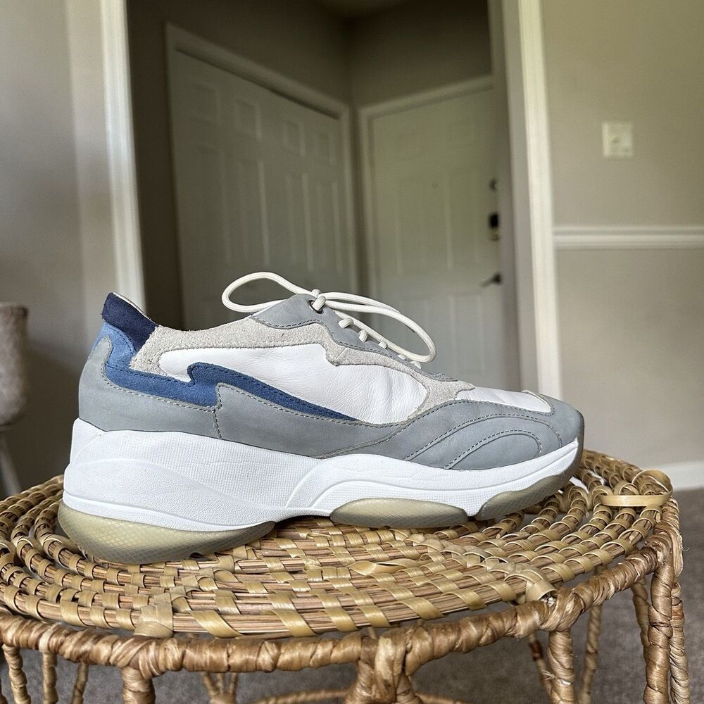 GEOX Kirya Sneaker Sage Leather Women’s US 10 $160 Chunky Trainer Shoes White - Picture 7 of 11